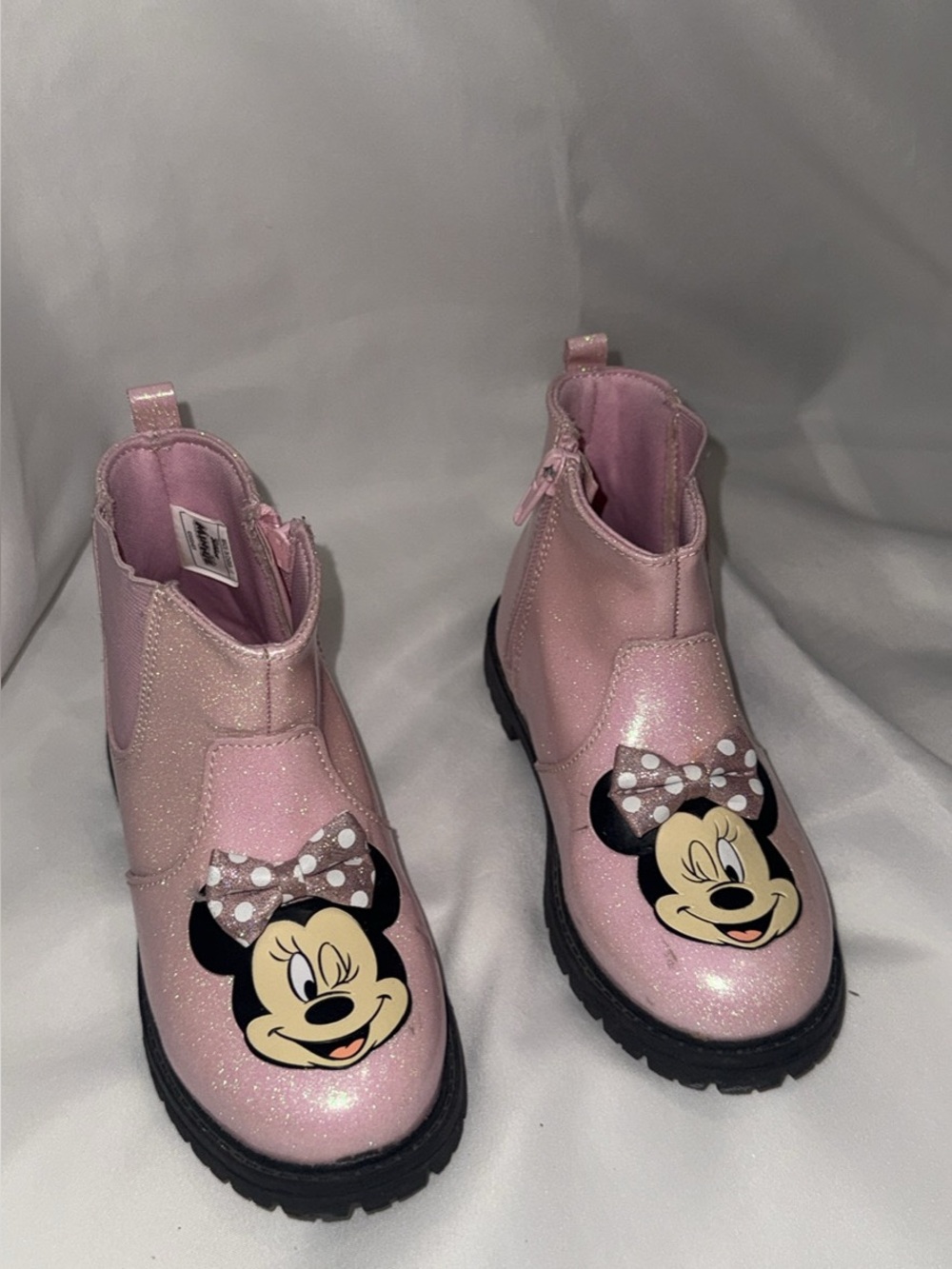 Minnie Mouse pink glittery toddler boots